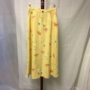 Liz Claiborne Lizwear Size 2P Yellow floral print skirt 90s